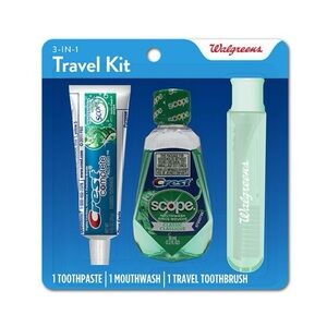 Crest Dental Travel Kit Toothbrush Toothpaste Mouthwash